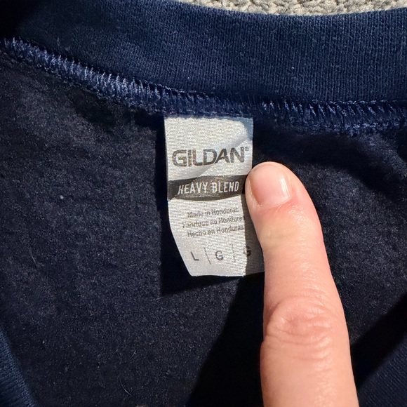 Gildan Navy Crewneck Sweater with College Print - Picture 4 of 4